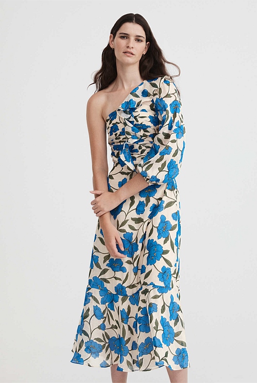 Silk Linen Blue Violet Dress - Lapis