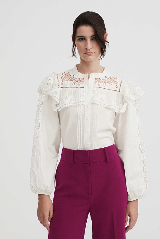 Cotton Lace Blouse - Chalk
