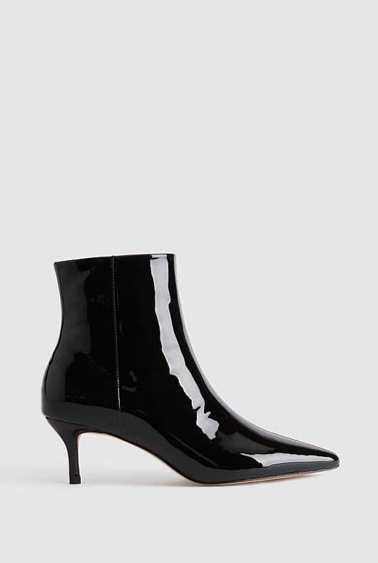 Patent 65mm Heel Boot - Black