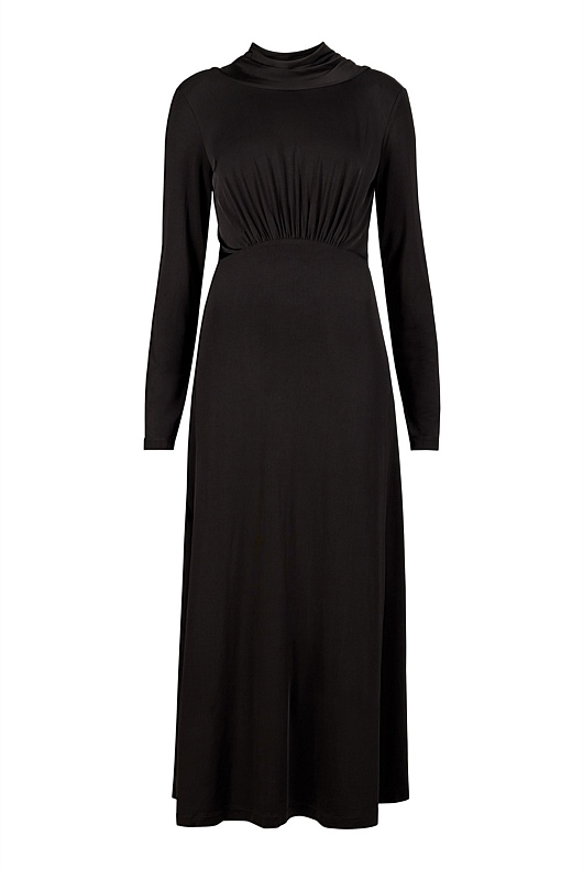 Jersey Cowl Back Dress - Black