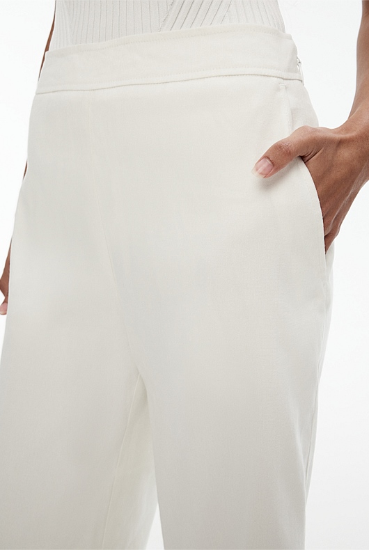 Stretch Linen Blend Crop Pant - Chalk