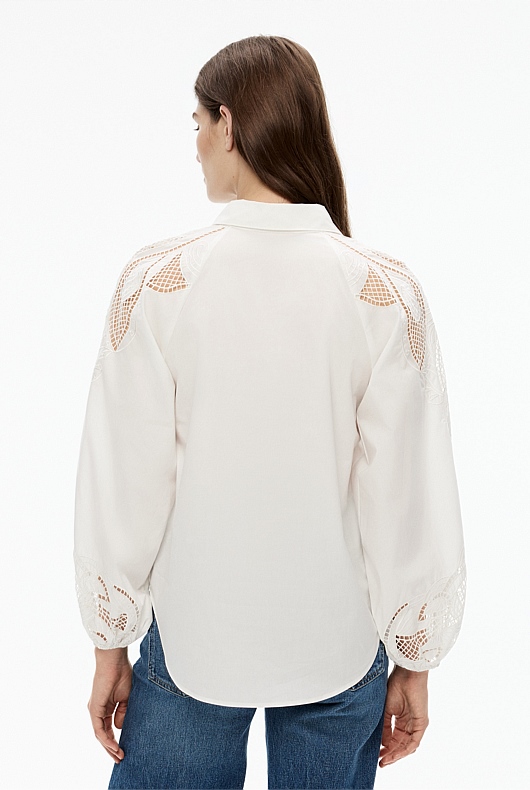 Cotton Broderie Blouse - Chalk