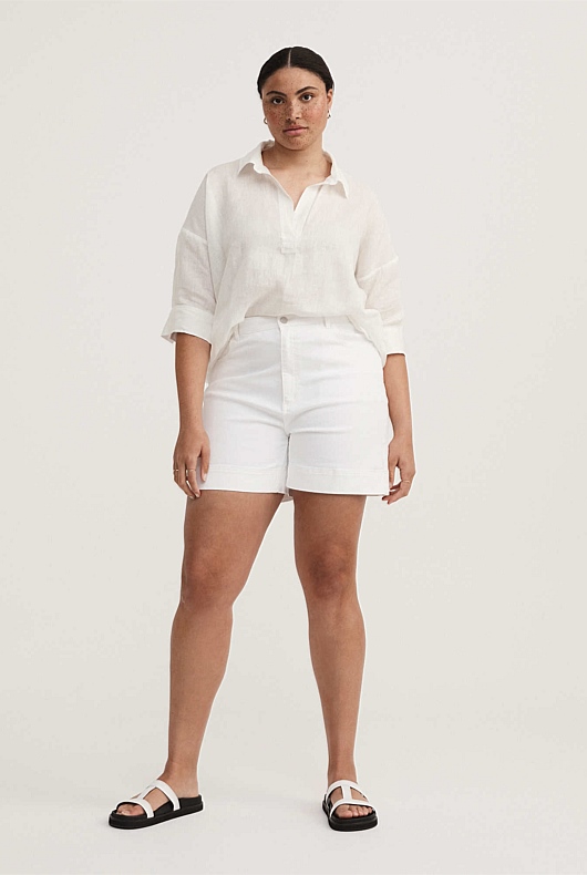French Linen Pop Over Shirt - Pure White