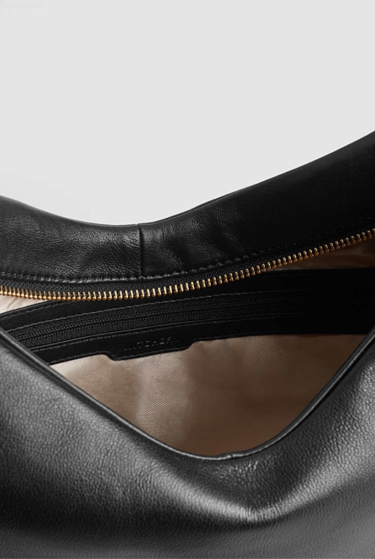 Soft Leather Shoulder Bag - Black