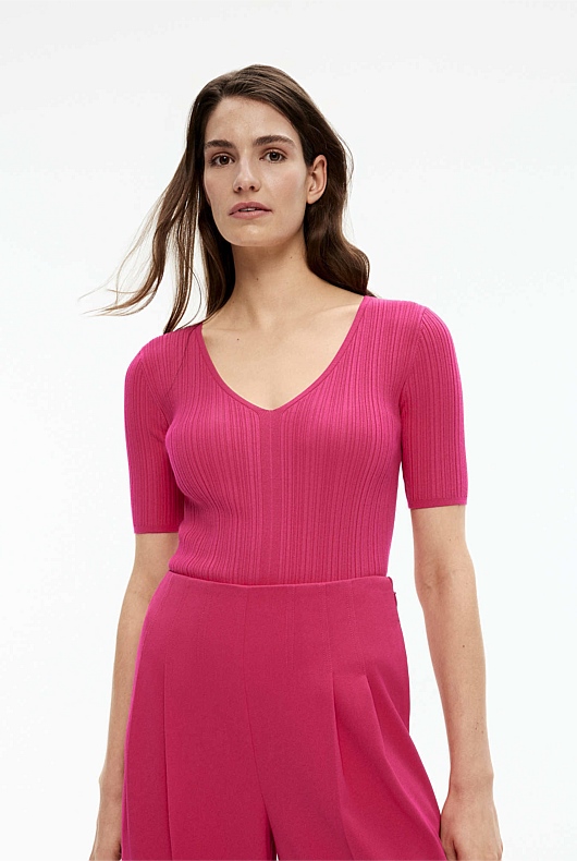 Variegated Rib Knit - Dahlia Pink