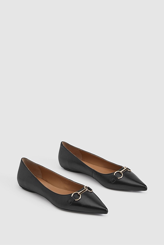 Snaffle Leather Pointed Flat - Black
