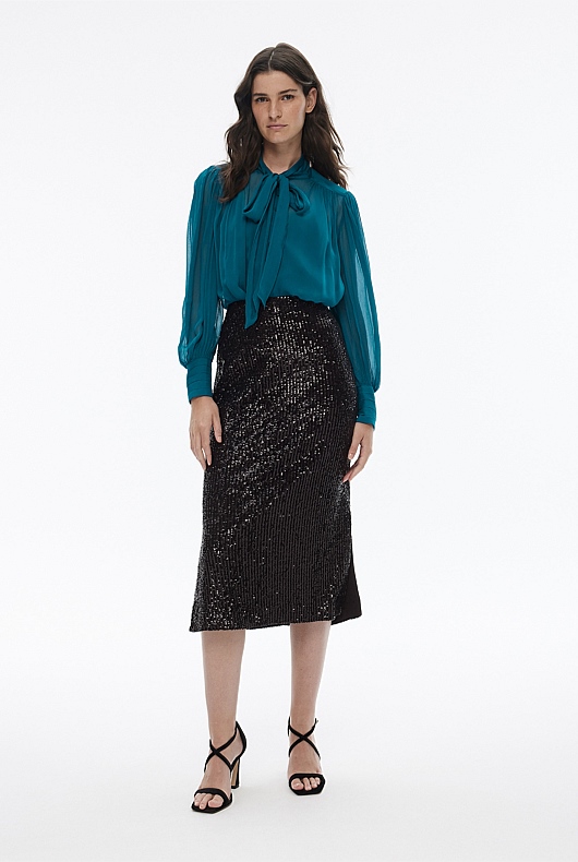 Yoryu Pussybow Blouse - Peacock Blue