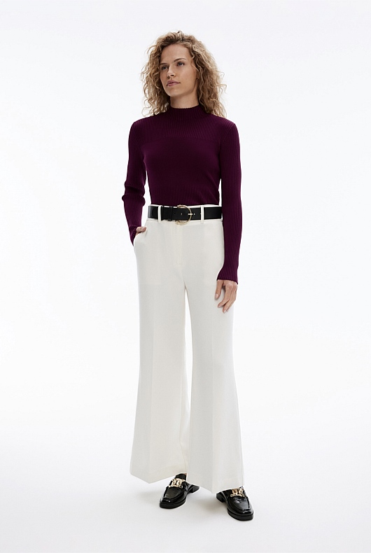 High Neck Textured Knit - Bordeaux