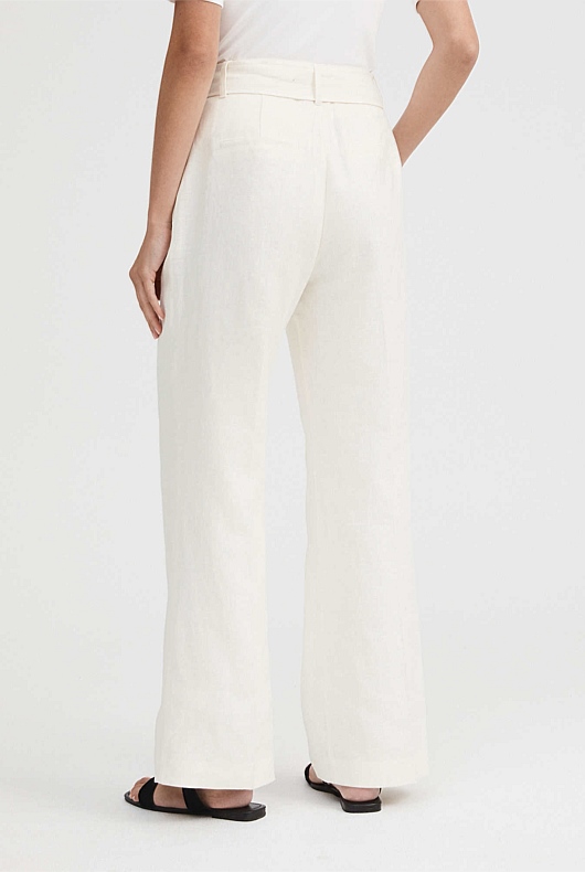 Linen Belted Trouser - Chalk