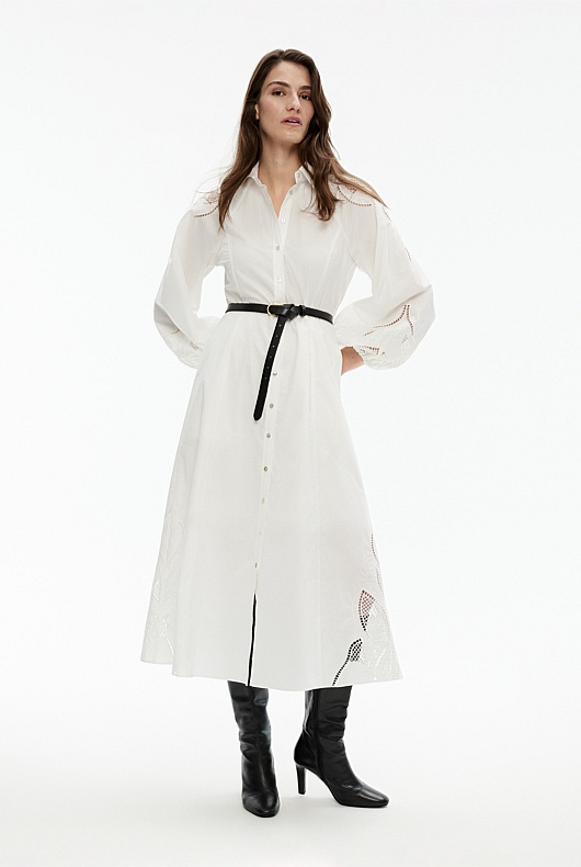 Cotton Broderie Dress - Chalk