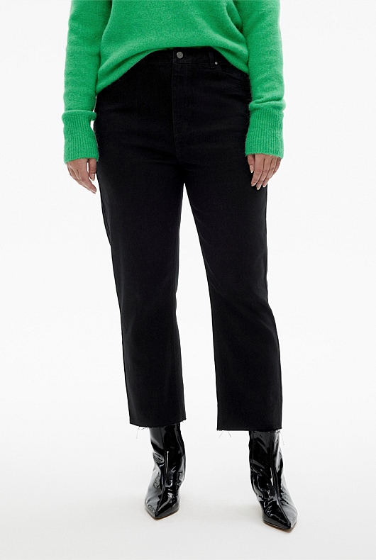 7/8 Straight Jean - Black