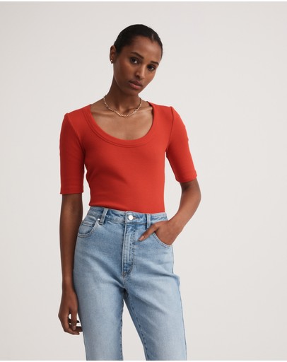Witchery Cotton Rib Scoop Tee