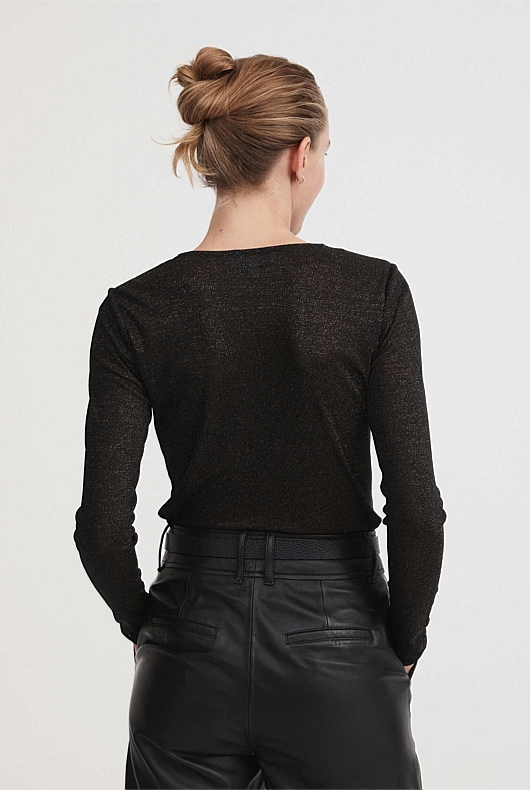 Metallic Ring Detail Top - Gold Multi