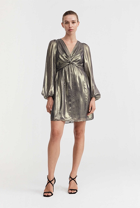 Metallic Mini Dress - Pewter