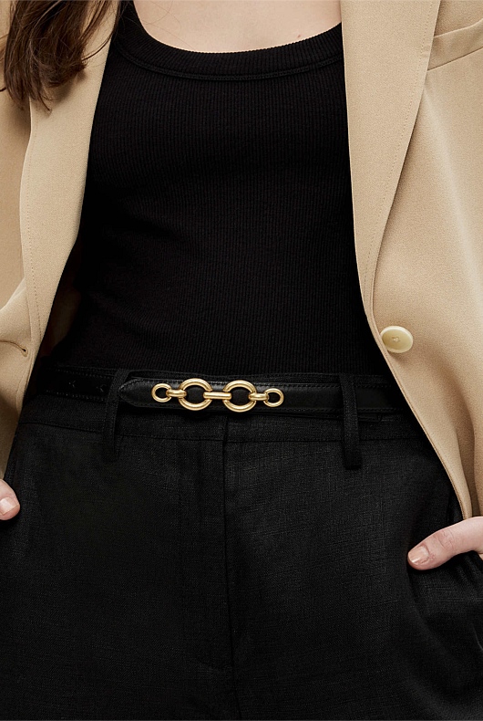Oval Link Chain Belt - Black