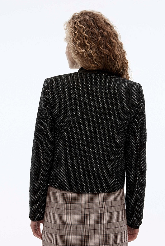 Wool Blend Textured Jacket - Black