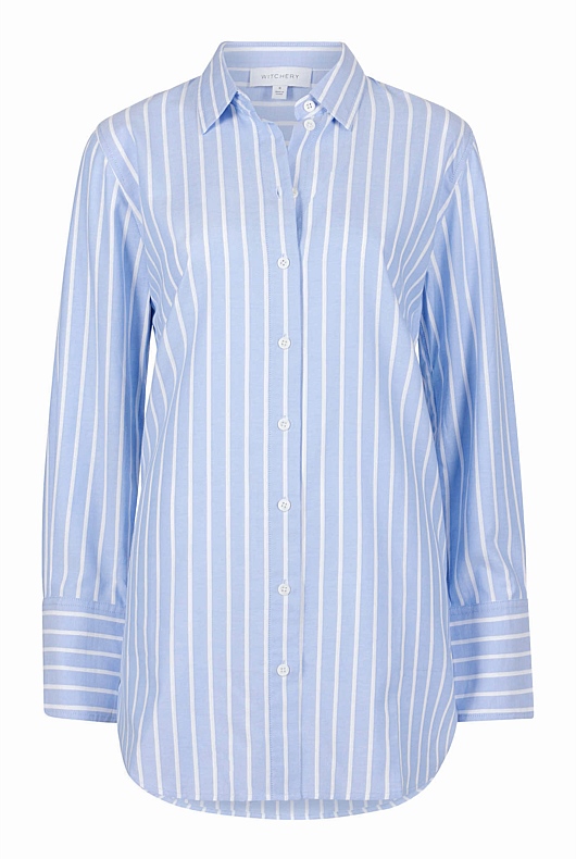 Cotton Stripe Oxford Shirt - Chalk Blue