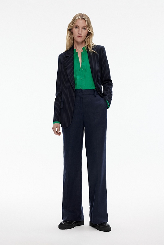 High Neck Raglan Sleeve Blouse - Viridian Green