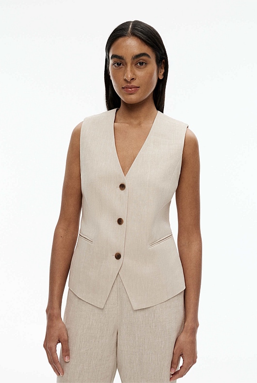 Cotton Linen Waistcoat - Flax
