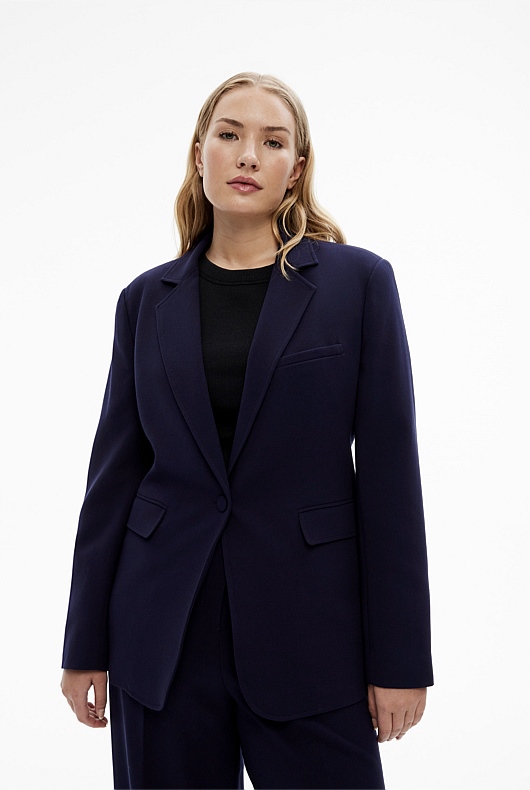 Classic Single-Breasted Blazer - Blue Night