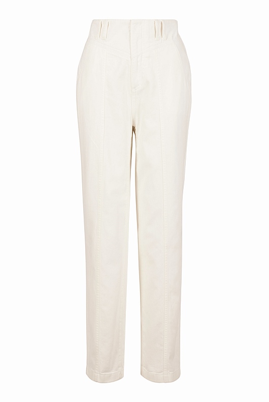 Yoke Front Tapered Jean - Parchment