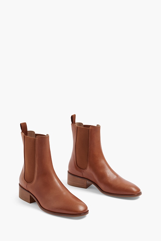 Leather Gusset Boot - Autumn Brown