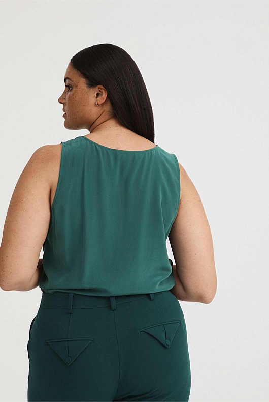 Silk Tank - Petrol Green