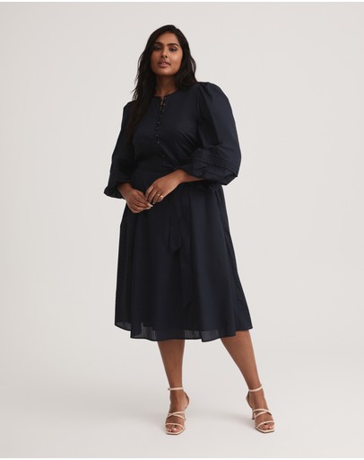 Witchery Cotton Self Stripe Trim Dress