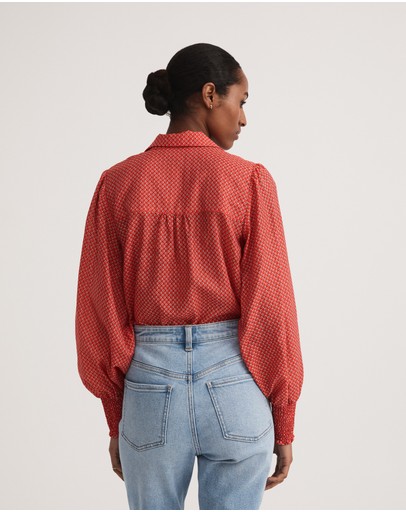 Witchery Texture Oak Leaf Print Blouse