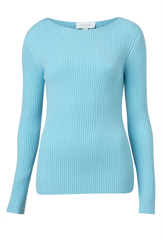 Boat Neck Rib Knit - Fresh Blue