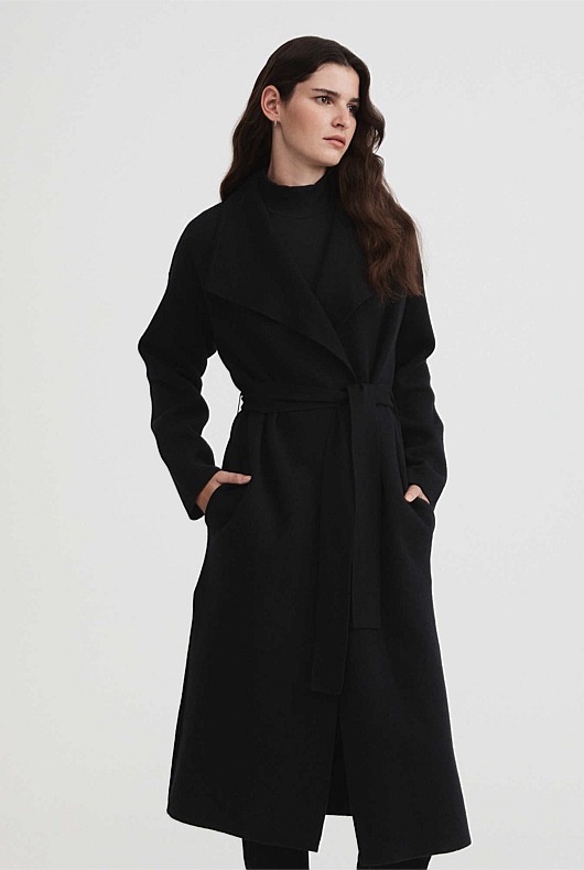 Double Faced Knit Coat - Black