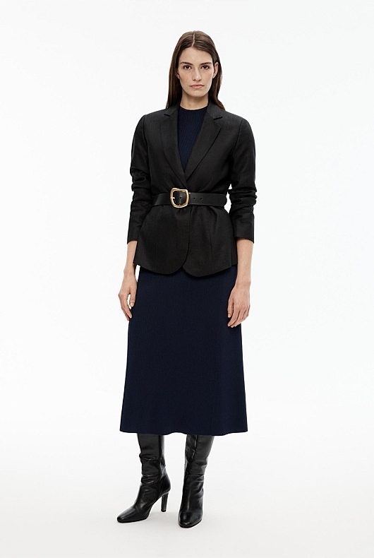 Rib Mock Neck Knit Dress - Blue Night