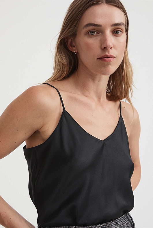 Silk Satin Camisole - Black