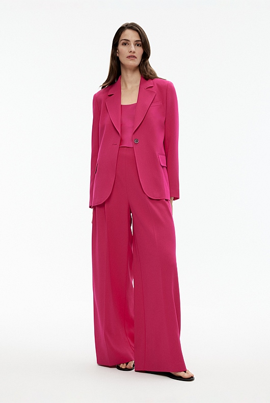 Waist Detail Wide Leg Trouser - Dahlia Pink