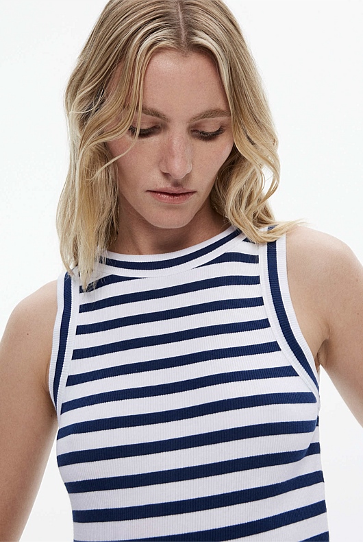Stripe Bind Detail Tank - Ink