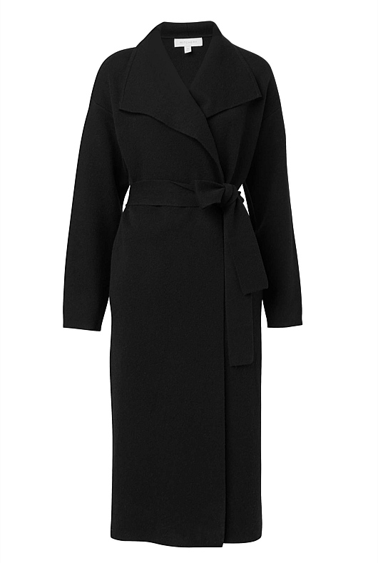 Double Faced Knit Coat - Black
