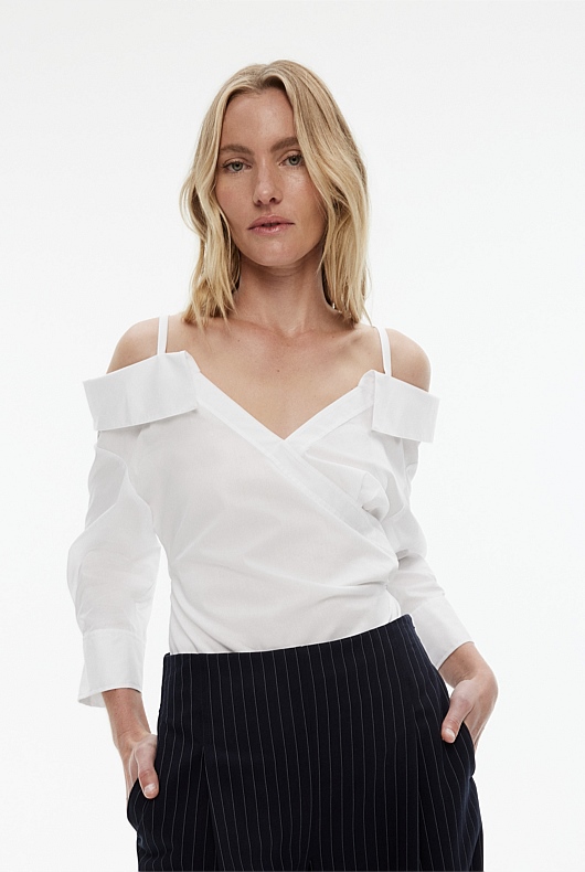 Cotton Off Shoulder Blouse - Pure White