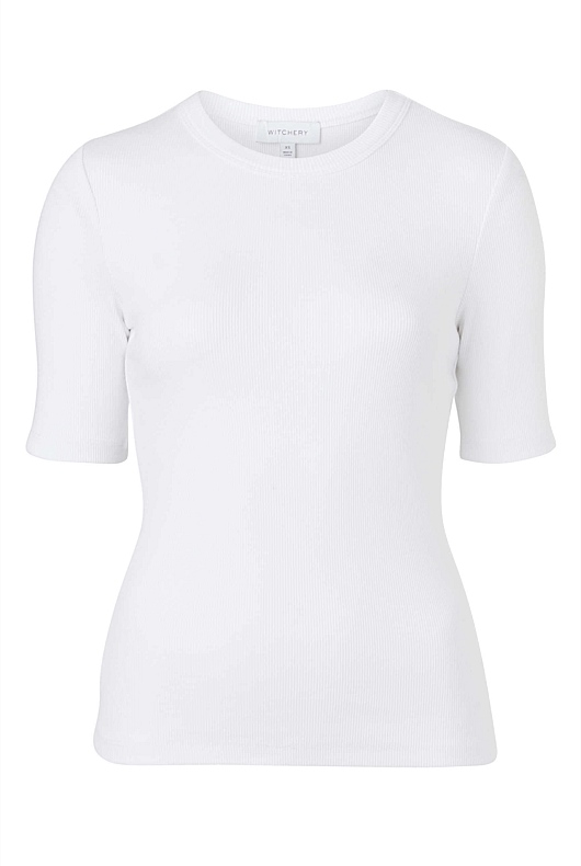 Crew Rib Tee - Pure White