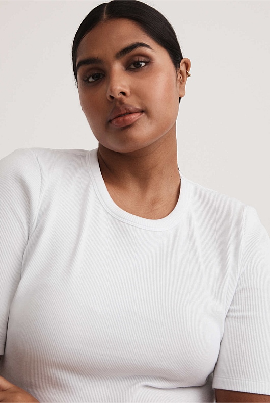 Crew Rib Tee - Pure White