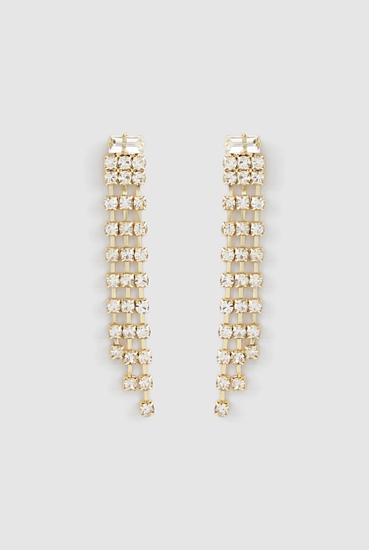 Baguette Crystal Drop Earring - Soft Gold