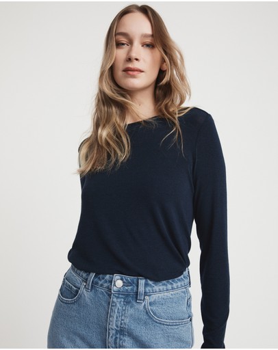 Witchery Rib Long Sleeve Crew Neck