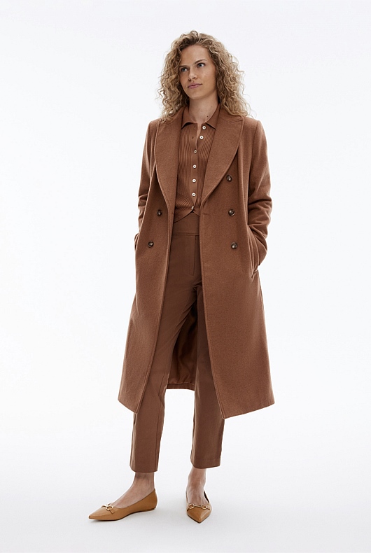 Crepe Button Through Crop - Camel