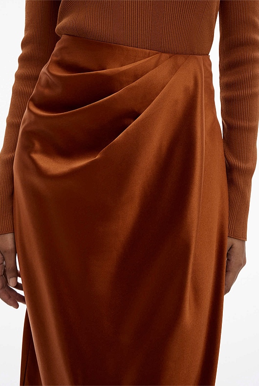 Acetate Drape Skirt - Faded Terracotta