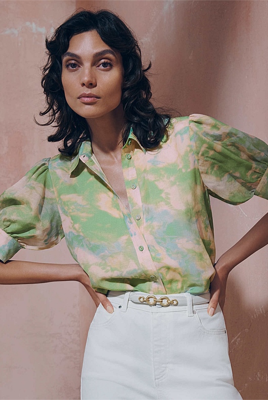 Soft Focus Print Blouse - Aura Print