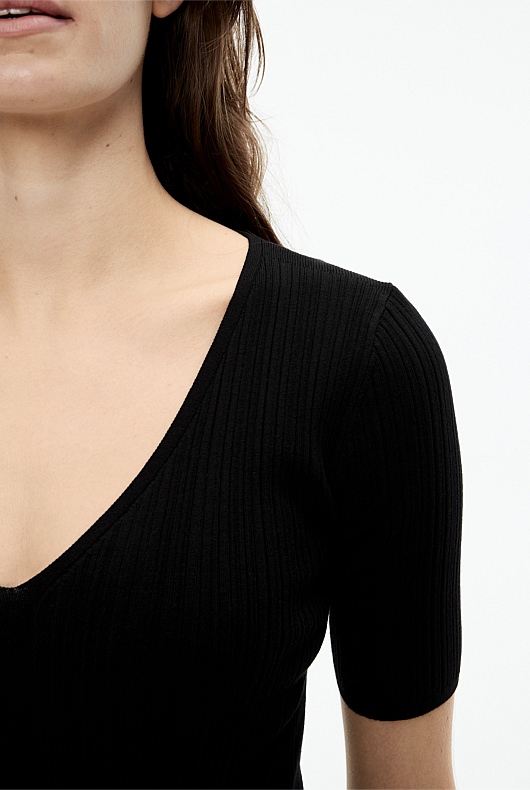 Variegated Rib Knit - Black