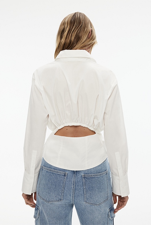 Cotton Cropped Shirt - Pure White