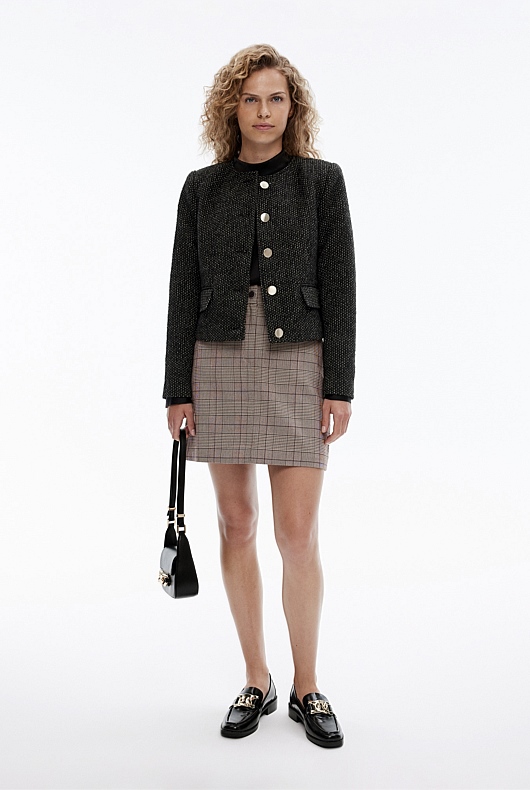 Acetate High Neck Blouse - Black