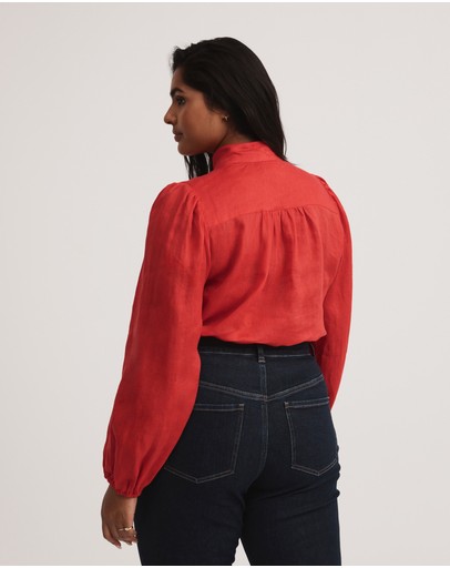 Witchery Linen High Neck Blouse