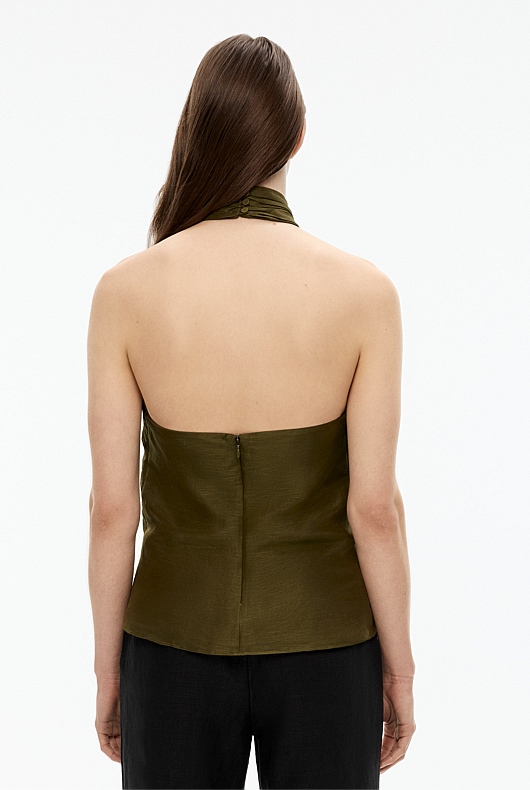 Silk Linen Halter - Jungle