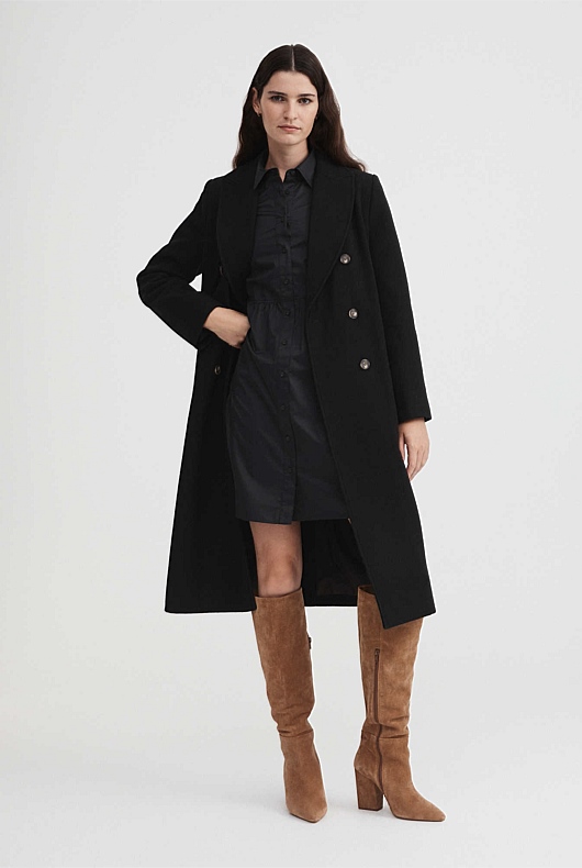 Cotton Mini Shirt Dress - Black